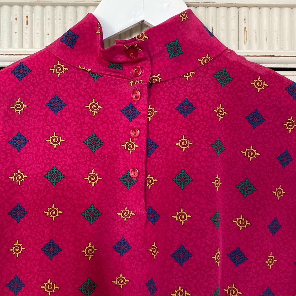 Miss Sophisticates Pendleton Made USA Blouse Vintage Long Sleeve Pink Blouse Top - Picture 7 of 12